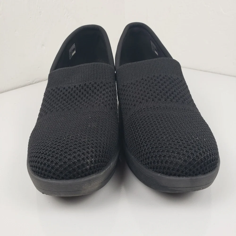 Skechers Women's 11 Pier Lite‎ Wow Factor Black Knit Wedge Slip On Sneaker Shoes